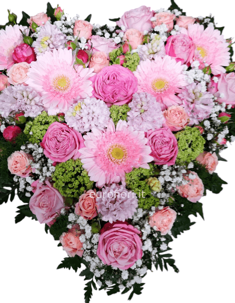Cuore con rose e gerbera 